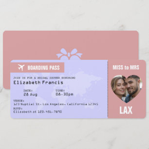 Carte d'embarquement Lavande et Rose Poussiéreuse