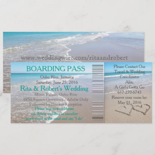 Carte d'embarquement mariage - Coeurs destination