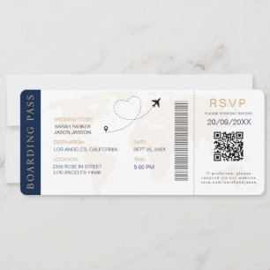 Carte d'embarquement Mariage de Destination QR cod