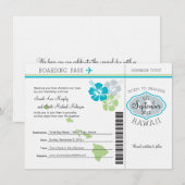 Carte d'embarquement mariage pour Hawaii (Devant / Derrière)