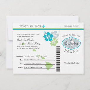 Carte d'embarquement mariage pour Hawaii
