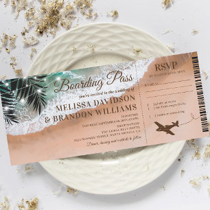 Carte d'embarquement Mariage Tropical sur la Plage