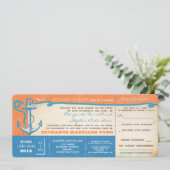 Carte d'embarquement mariage vintage avec RSVP (Debout devant)