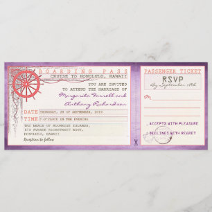 Carte d'embarquement mariage vintage avec RSVP