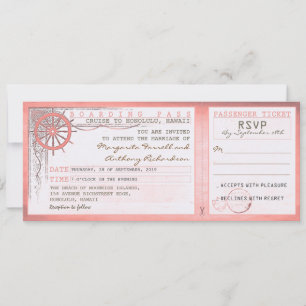 Carte d'embarquement mariage vintage avec RSVP