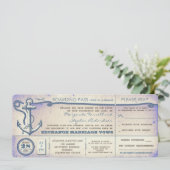 Carte d'embarquement mariage vintage avec RSVP (Debout devant)
