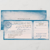 Carte d'embarquement mariage vintage avec RSVP (Devant / Derrière)