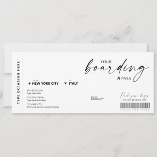Carte d'embarquement moderne surprise billet d'avi