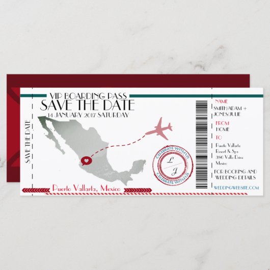 Carte d'embarquement modifiable Enregistrer la dat (Devant / Derrière)