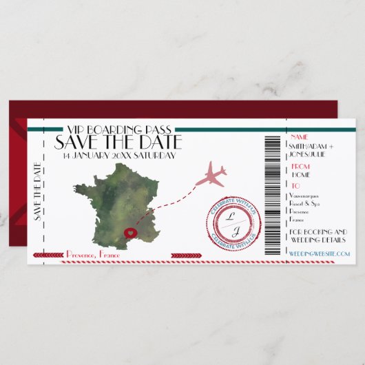 Carte d'embarquement modifiable Enregistrer la dat (Devant / Derrière)