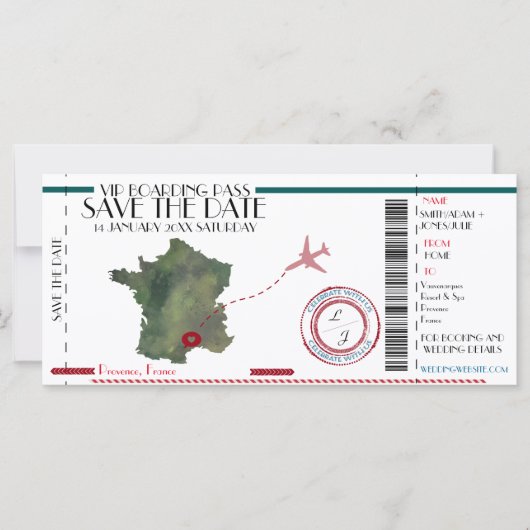 Carte d'embarquement modifiable Enregistrer la dat (Devant)