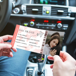 Carte d'embarquement monogramme save the date