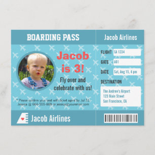 Carte d'embarquement motif avion Fête d'anniversai
