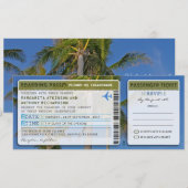 carte d'embarquement palms mariage billet-invitati (Devant / Derrière)