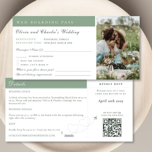 Carte d'embarquement Photo Qr Code Mariage Destina