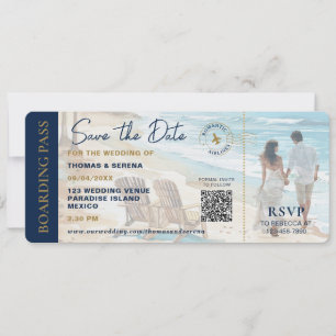 Carte d'embarquement Plage Enregistrer la Date QR