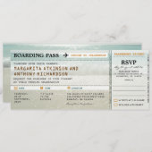 carte d'embarquement plage vagues mariage invite & (Devant / Derrière)