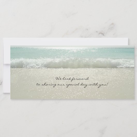 carte d'embarquement plage vagues mariage invite & (Dos)