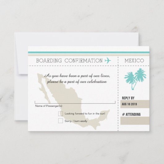 Carte d'embarquement pour le MEXIQUE (Devant)