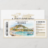 Carte d'embarquement pour le voyage à Rhodes (Devant / Derrière)