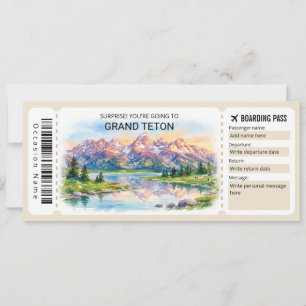 Carte d'embarquement pour le voyage au Grand Teton