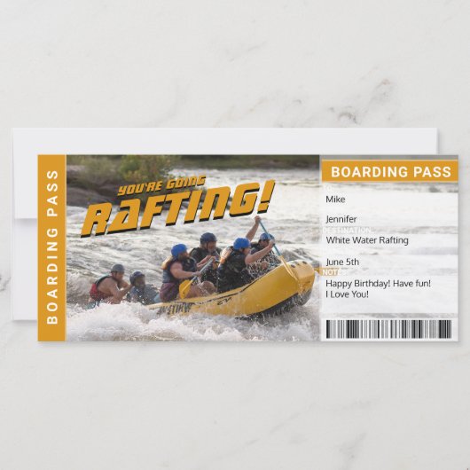 Carte d'embarquement pour Rafting River Trip (Devant)