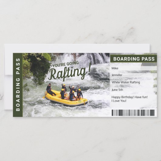 Carte d'embarquement pour Rafting River Trip (Devant)