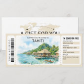 Carte d'embarquement pour un voyage à Tahiti (Devant / Derrière)
