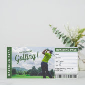 Carte d'embarquement pour un voyage de golf (Debout devant)