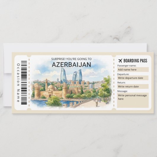 Carte d'embarquement pour un voyage en Azerbaïdjan (Devant)