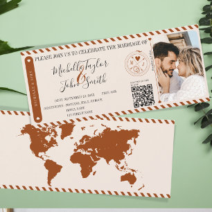 Carte d'embarquement QR Code pour mariage de desti