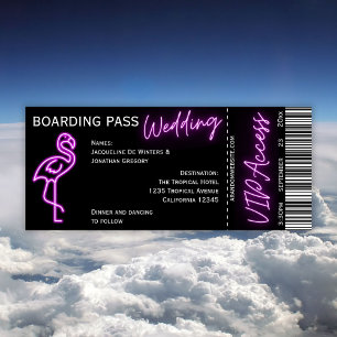Carte d'embarquement Retro Pass Neon Flamant rose 