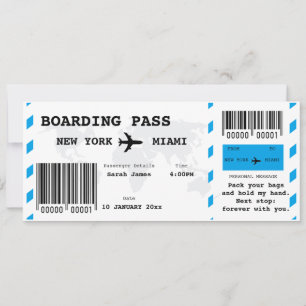 Carte d'embarquement romantique modifiable Surpr