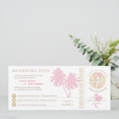 Carte d'embarquement rose et jaune au mariage de (Debout devant)