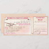 carte d'embarquement rose ticket-invitations de ma (Devant / Derrière)