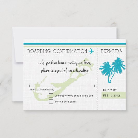 Carte d'embarquement RSVP à BERMUDA (Devant)