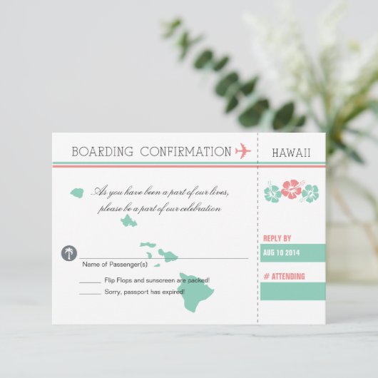 Carte d'embarquement RSVP à HAWAII (Debout devant)