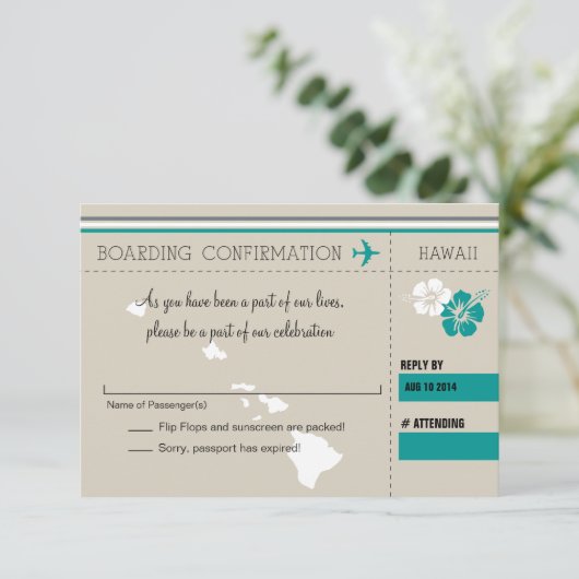 Carte d'embarquement RSVP à HAWAII (Debout devant)