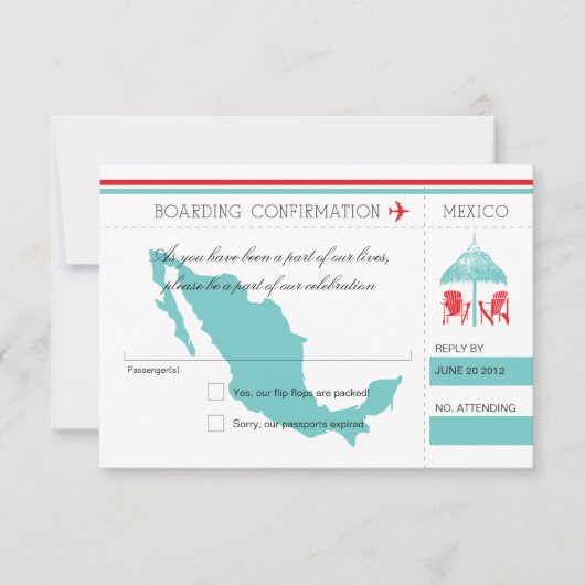 Carte d'embarquement RSVP au Mexique (Devant)