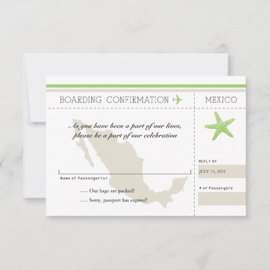 Carte d'embarquement RSVP au Mexique (Devant)