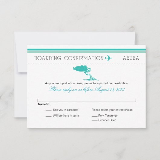 Carte d'embarquement RSVP pour Aruba (Devant)