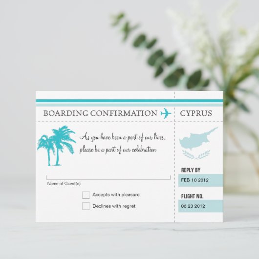 Carte d'embarquement RSVP pour Chypre (Debout devant)