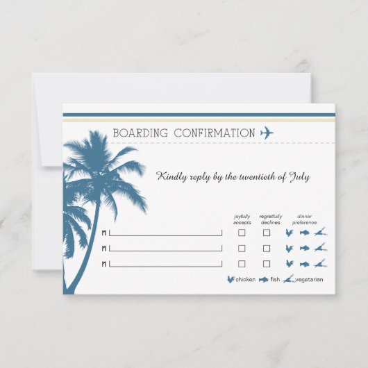 Carte d'embarquement RSVP pour Floride Bleue et Cr (Devant)