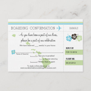 Carte d'embarquement RSVP pour Hawaï