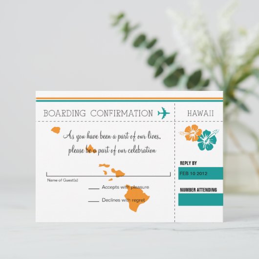 Carte d'embarquement RSVP pour Hawaï (Debout devant)