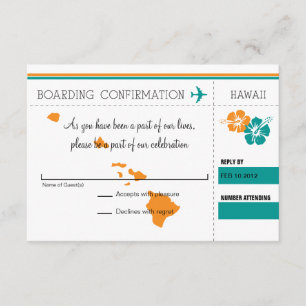 Carte d'embarquement RSVP pour Hawaï