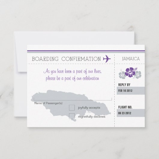 Carte d'embarquement RSVP POUR LA JAMAIQUE (Devant)