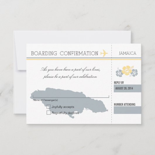 Carte d'embarquement RSVP POUR LA JAMAÏQUE (Devant)