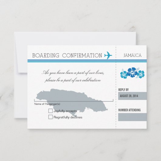 Carte d'embarquement RSVP POUR LA JAMAÏQUE (Devant)