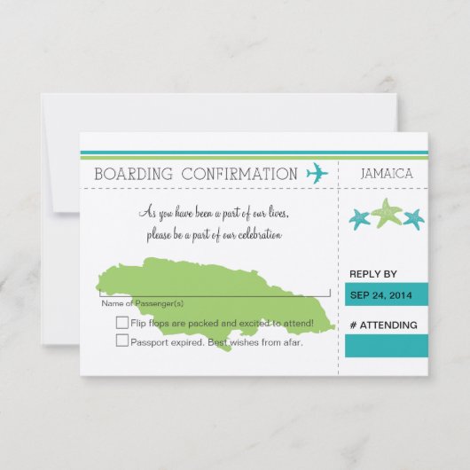 Carte d'embarquement RSVP pour la JAMAÏQUE (Devant)